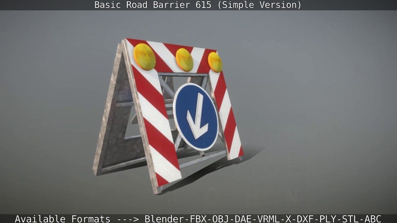 Basic Road Barrier 615 - Simple Version Low-poly 3D model_132