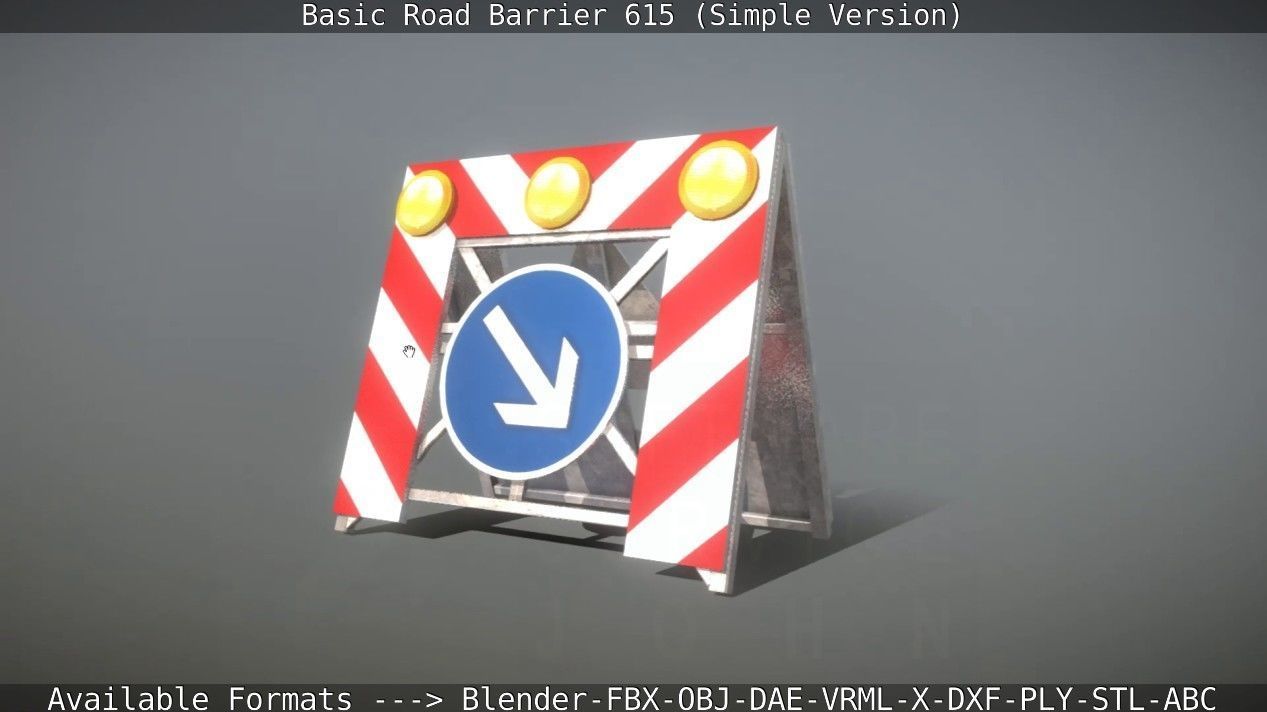 Basic Road Barrier 615 - Simple Version Low-poly 3D model_32