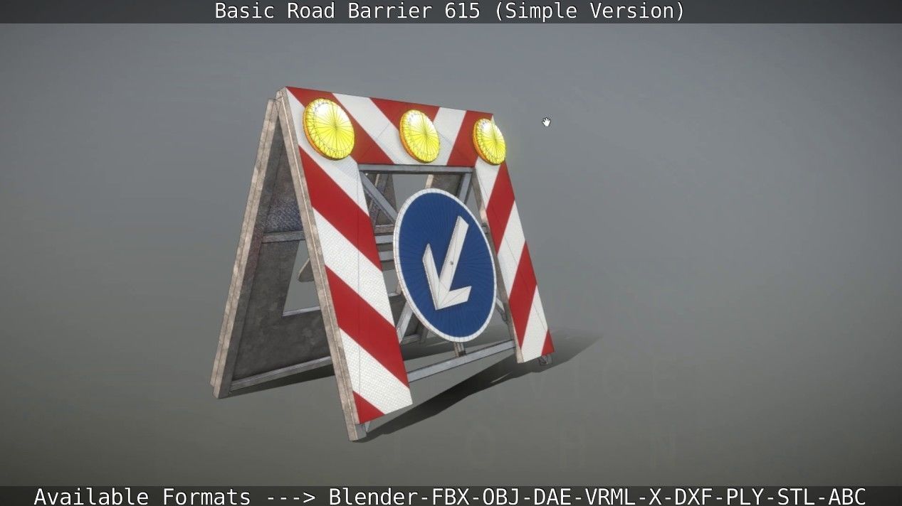 Basic Road Barrier 615 - Simple Version Low-poly 3D model_135