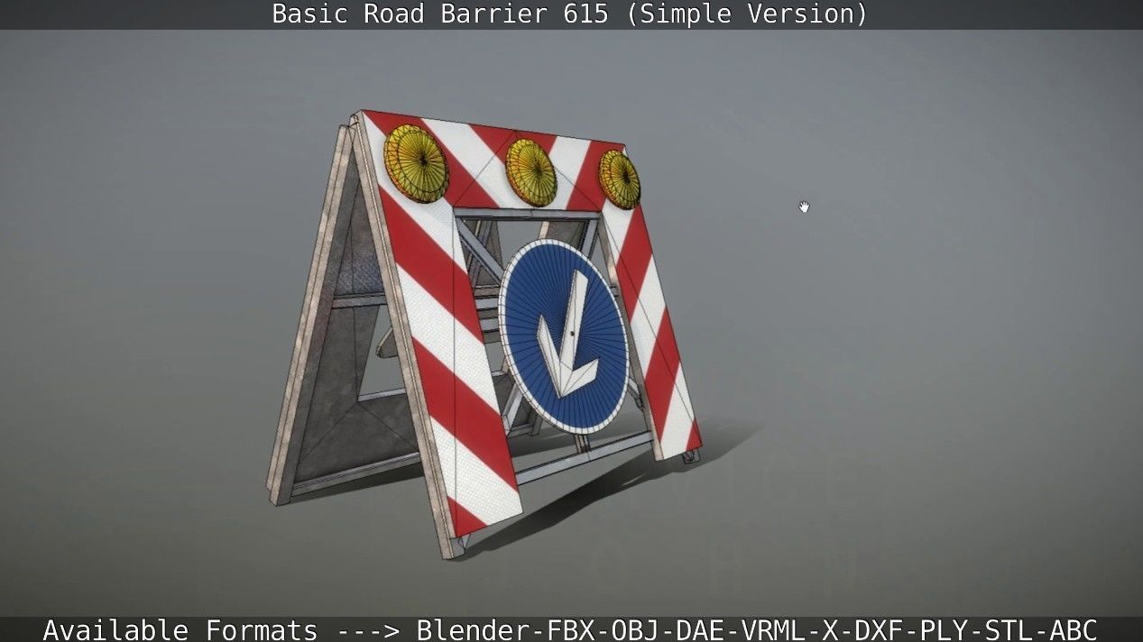Basic Road Barrier 615 - Simple Version Low-poly 3D model_136