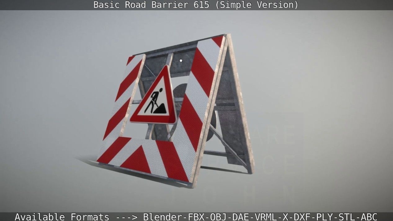 Basic Road Barrier 615 - Simple Version Low-poly 3D model_127