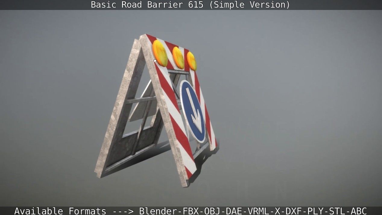 Basic Road Barrier 615 - Simple Version Low-poly 3D model_130