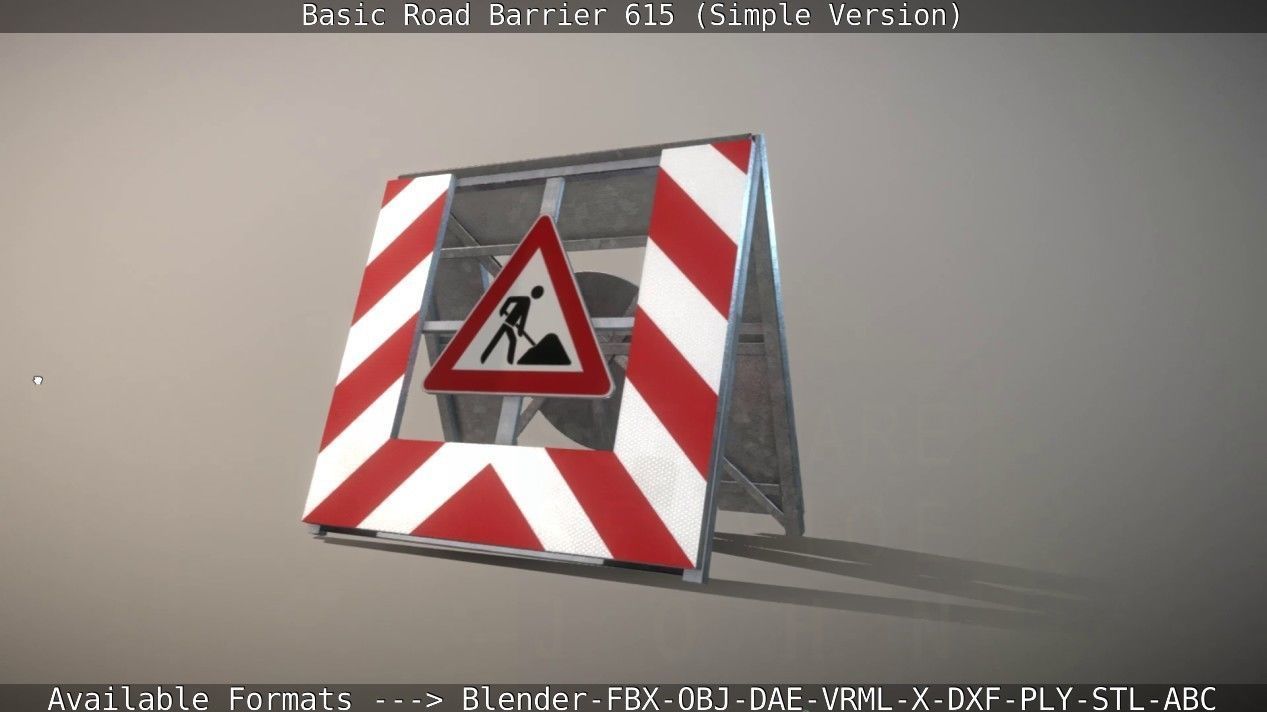 Basic Road Barrier 615 - Simple Version Low-poly 3D model_3