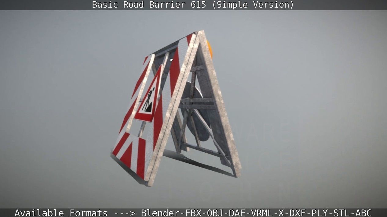 Basic Road Barrier 615 - Simple Version Low-poly 3D model_128