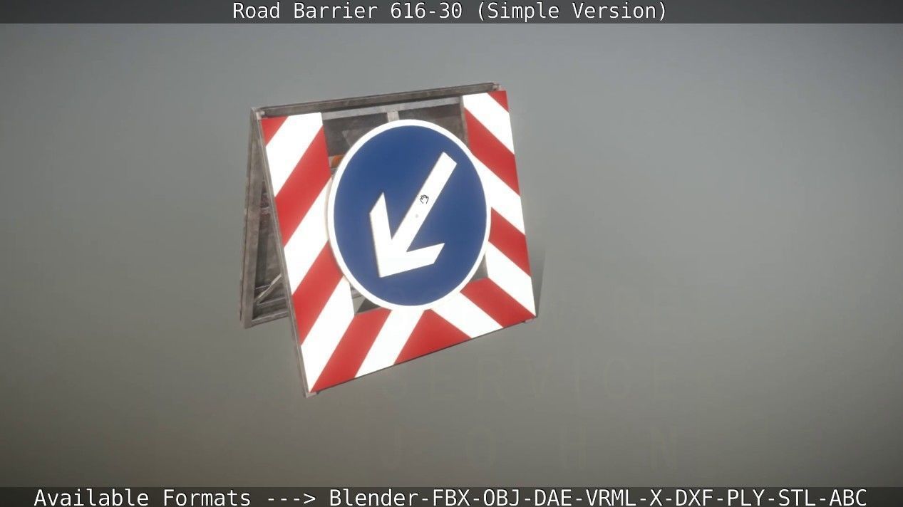 Road barrier 616-30 - Simple Version Low-poly 3D model_10