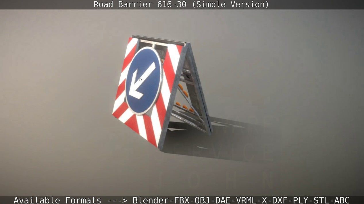 Road barrier 616-30 - Simple Version Low-poly 3D model_8