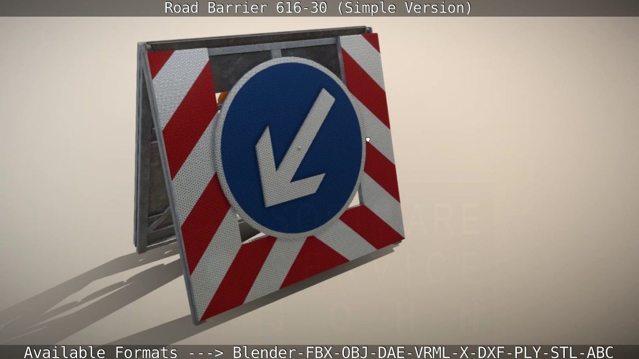 Road barrier 616-30 - Simple Version Low-poly 3D model_16