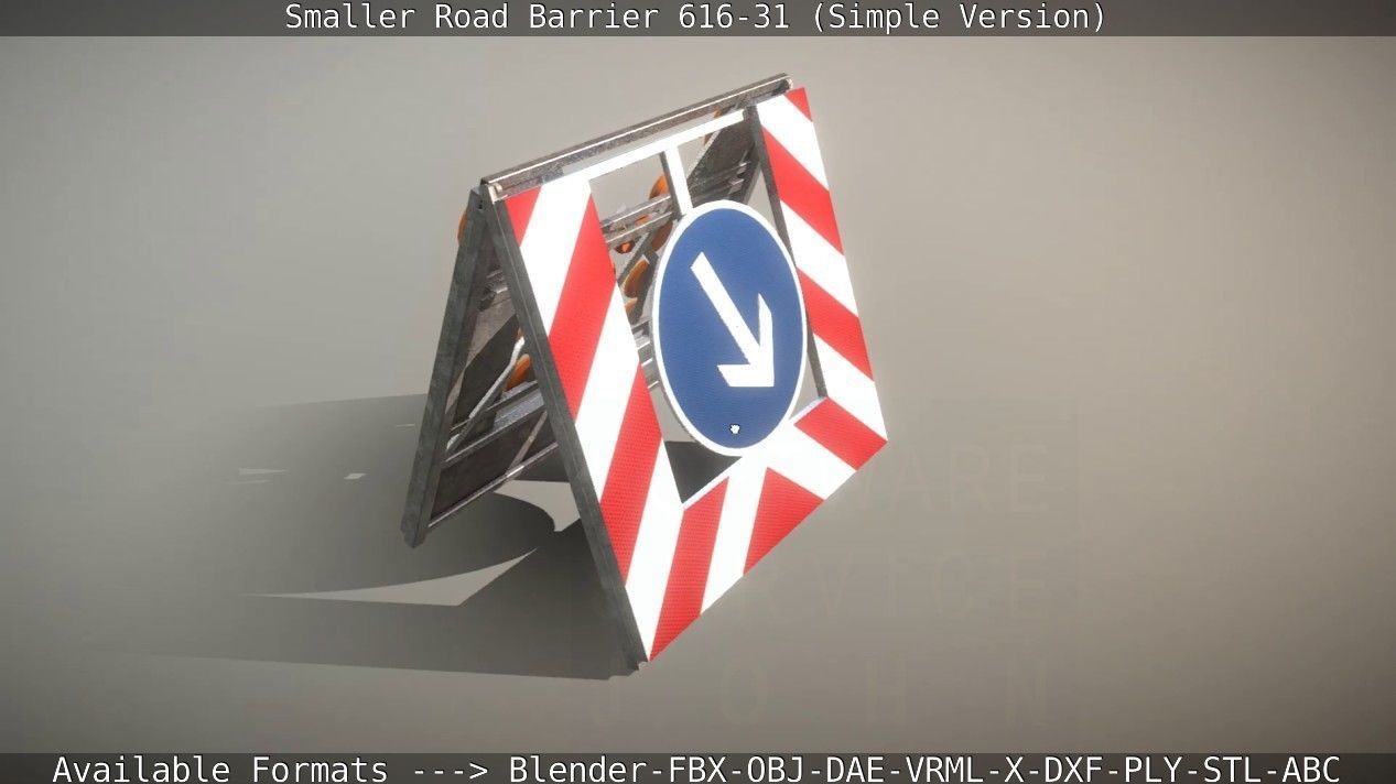 Smaller Road Barrier 616-31 - Simple Version Low-poly 3D model_6