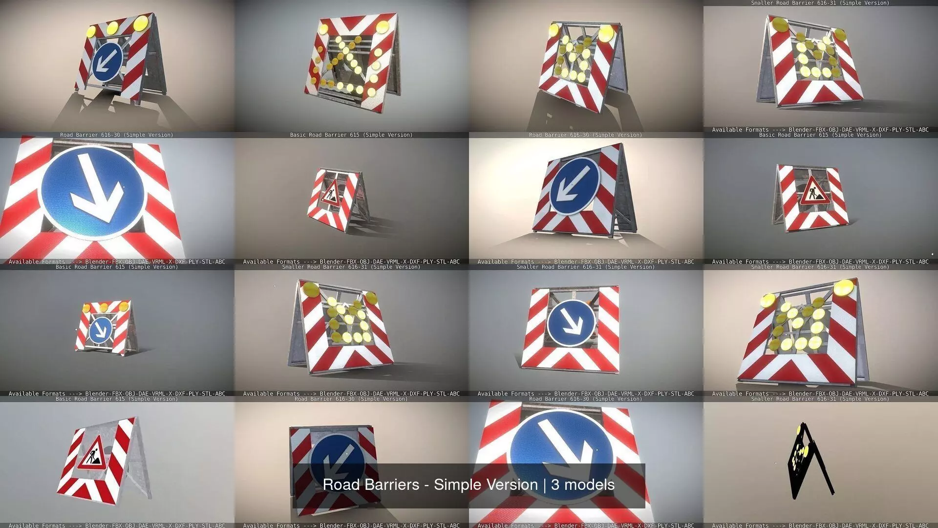 Road Barriers - Simple Version 3D Model Collection_0
