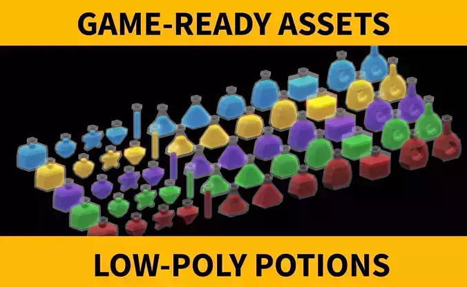 Low-Poly Potion Pack Low-poly 3D model
