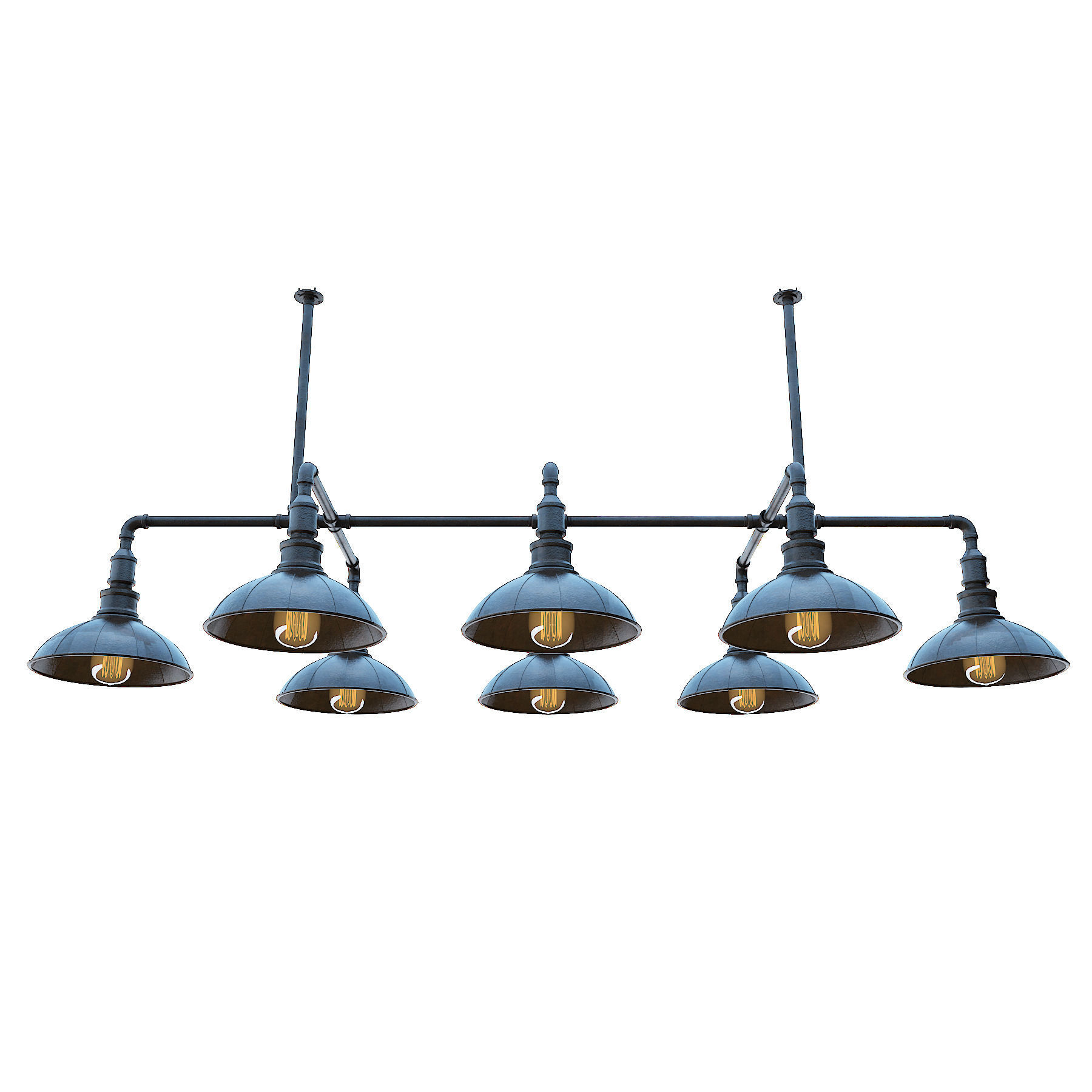 Chandelier industrial pendant light with five lamps 3D model_1