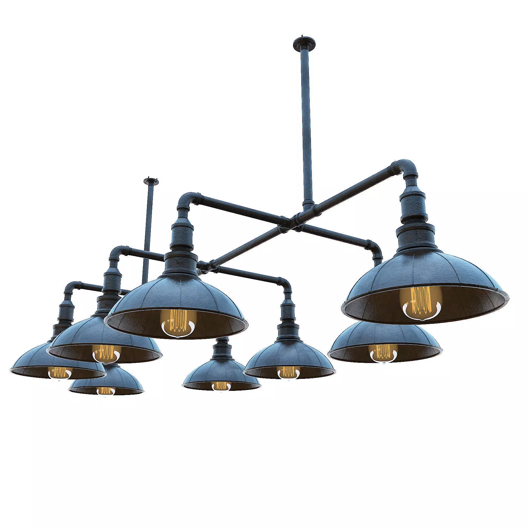 Chandelier industrial pendant light with five lamps 3D model_0