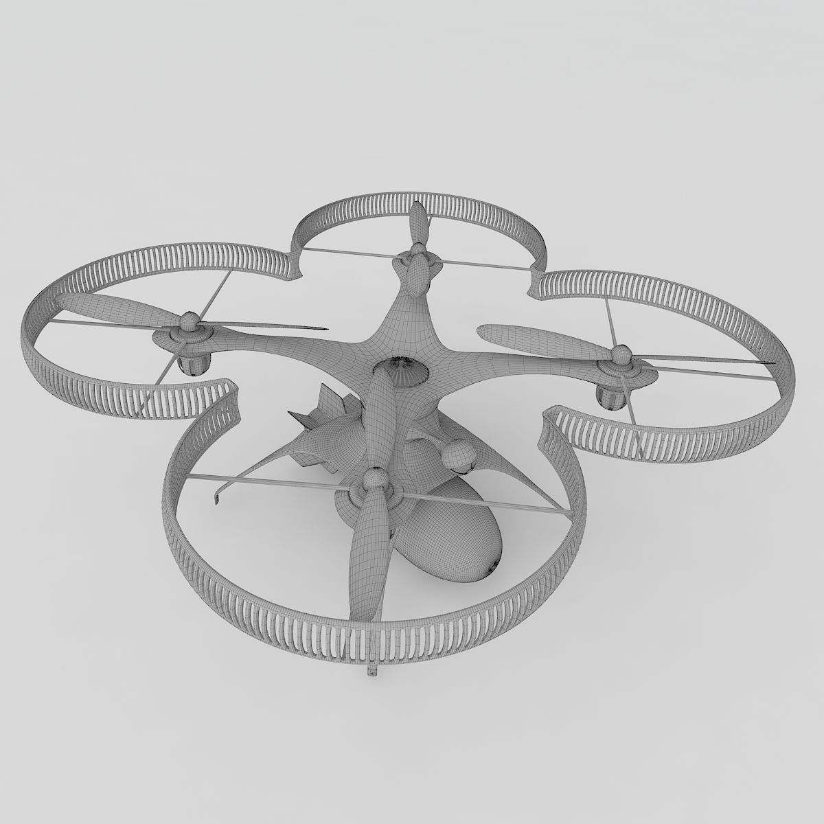 Military drone quadcopter with bomb 3D model_9
