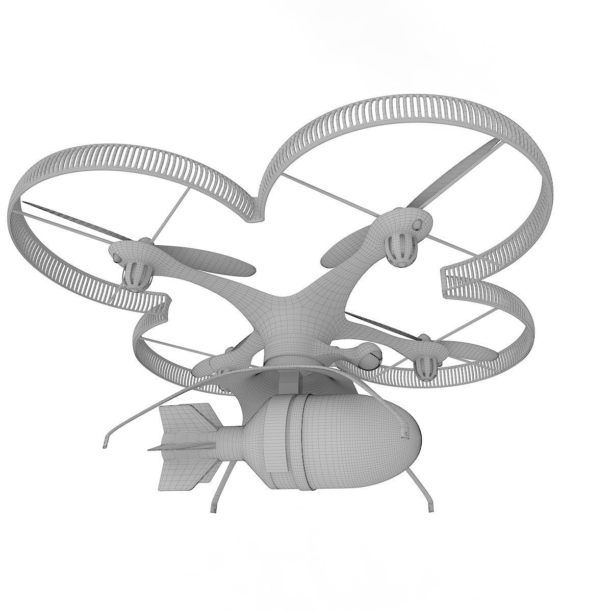 Military drone quadcopter with bomb 3D model_5
