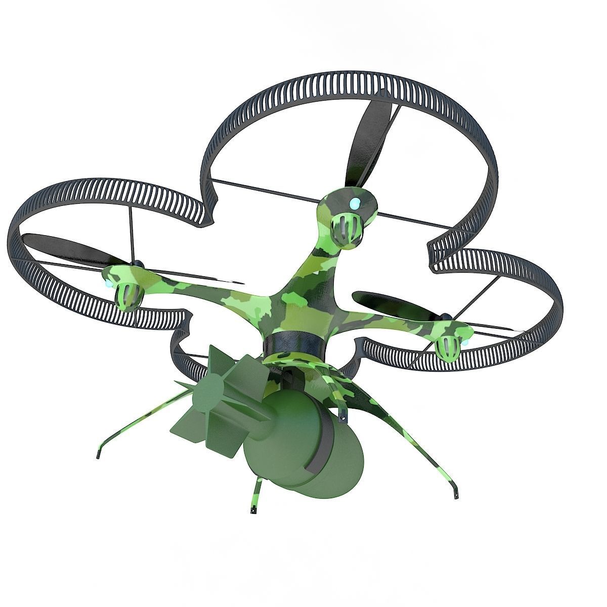 Military drone quadcopter with bomb 3D model_6