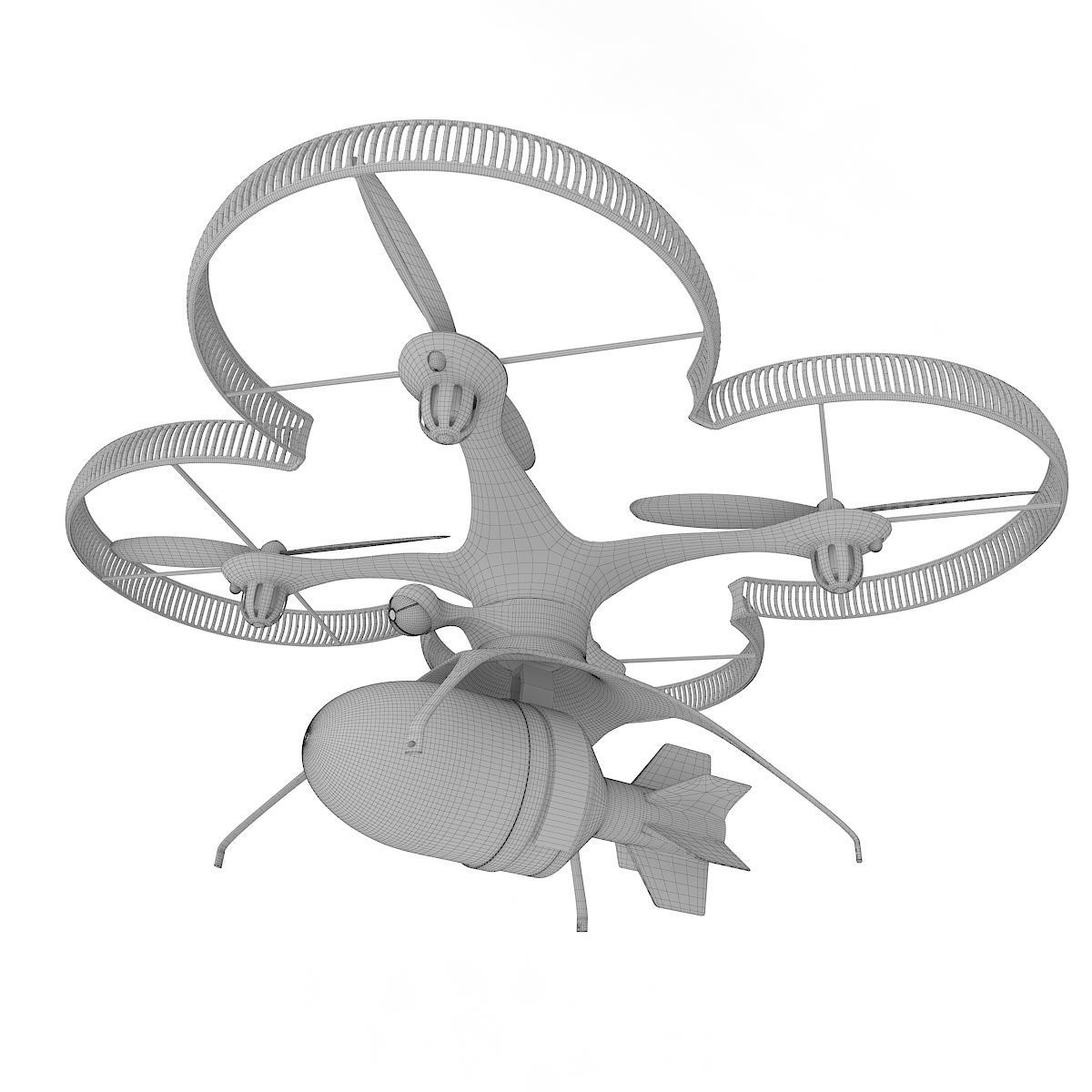 Military drone quadcopter with bomb 3D model_3