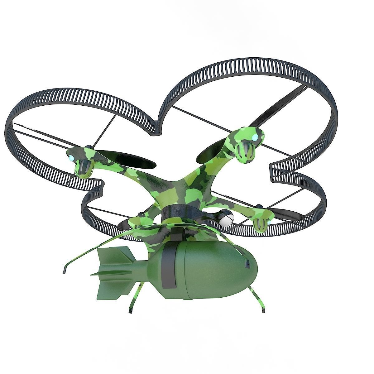 Military drone quadcopter with bomb 3D model_4