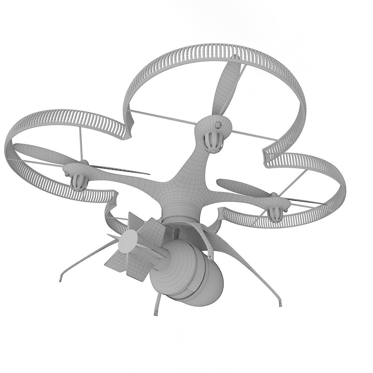 Military drone quadcopter with bomb 3D model_7