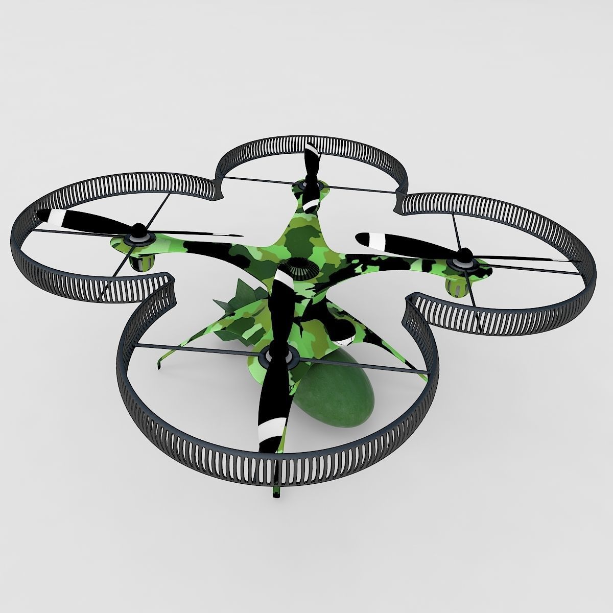 Military drone quadcopter with bomb 3D model_8