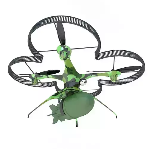 Military drone quadcopter with bomb 3D model