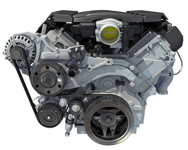 V8 Engine with Semi Interior 3D model