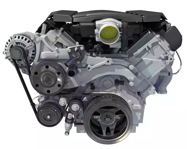 V8 Engine with Semi Interior 3D model