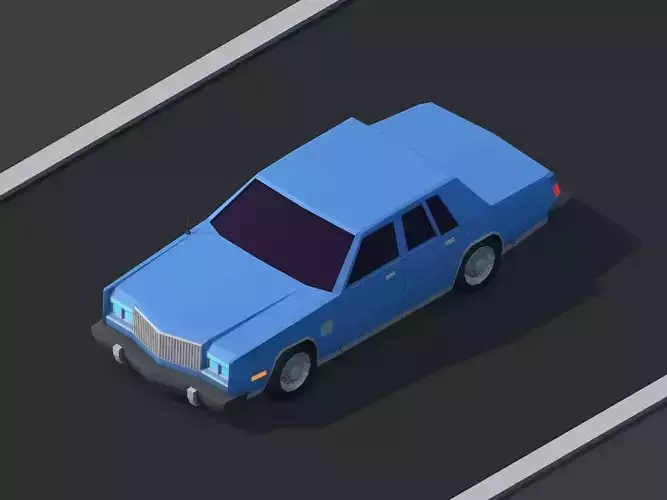 Cartoon Low Poly Chrysler 1980 Car