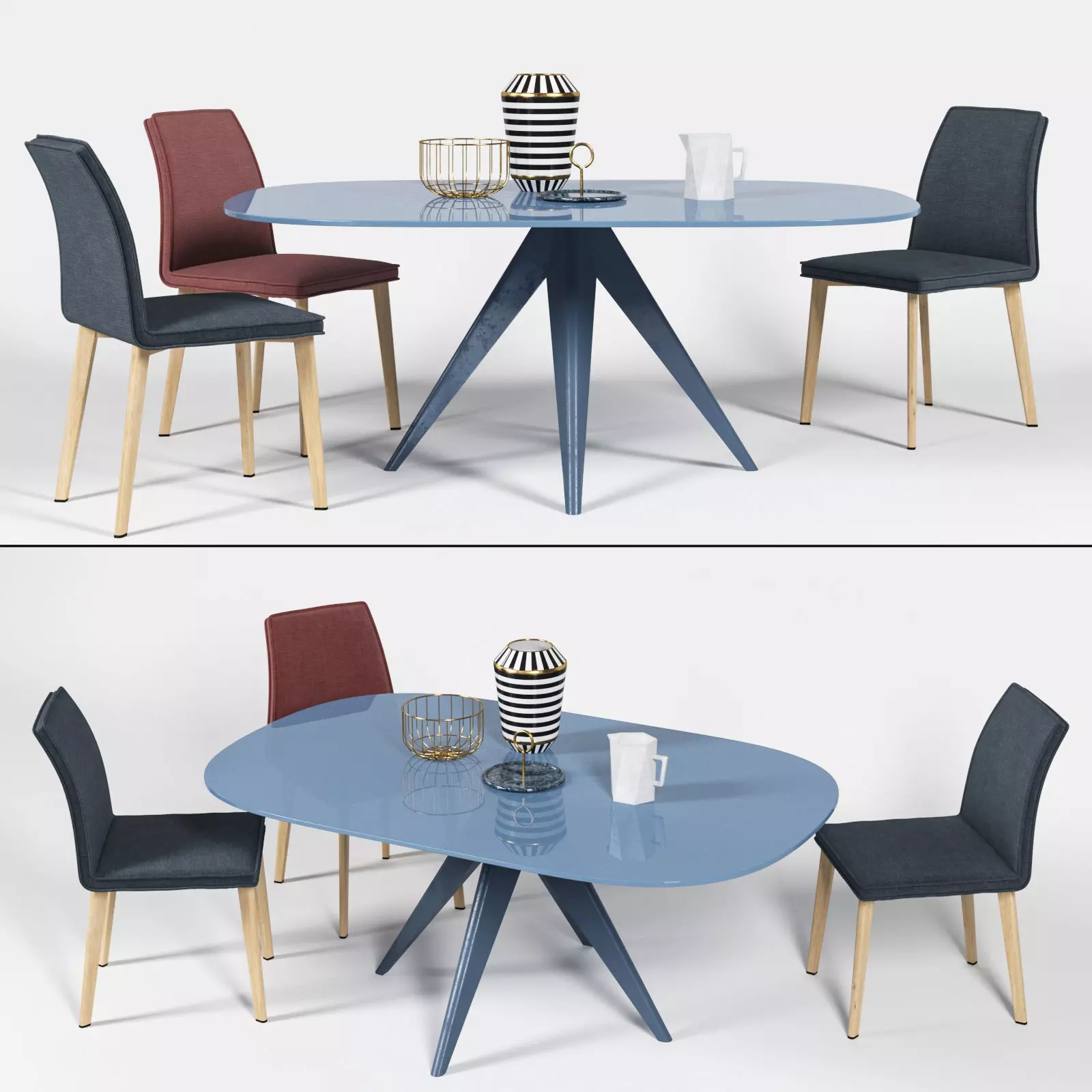 Bonaldo Lias chair and Noa table Free 3D model