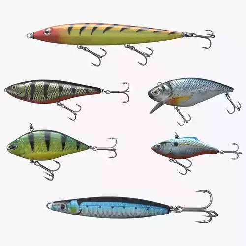 Fishing lure set 3D model