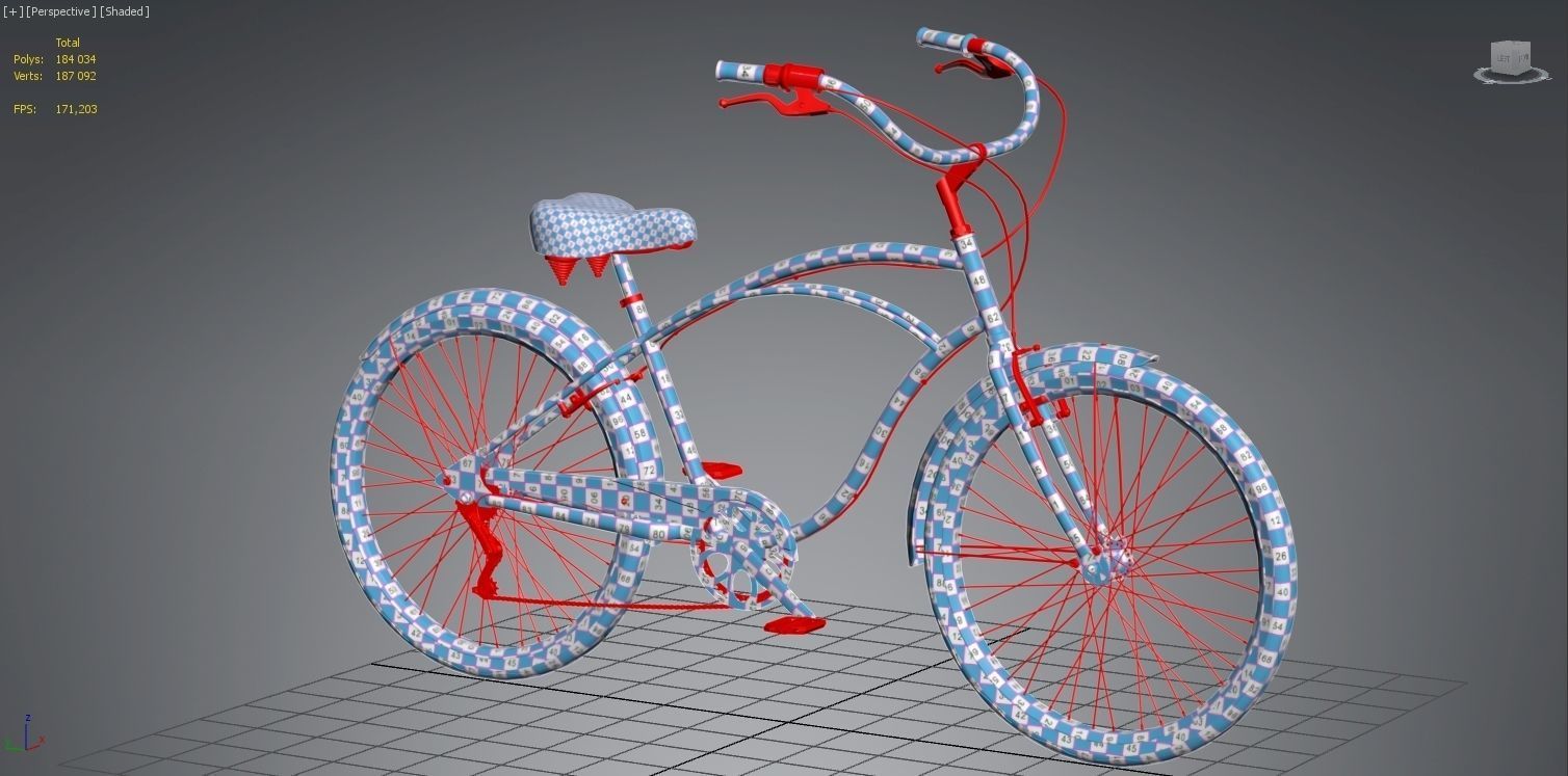 Realistic Cruiser Beach Bicycle 3D model_13