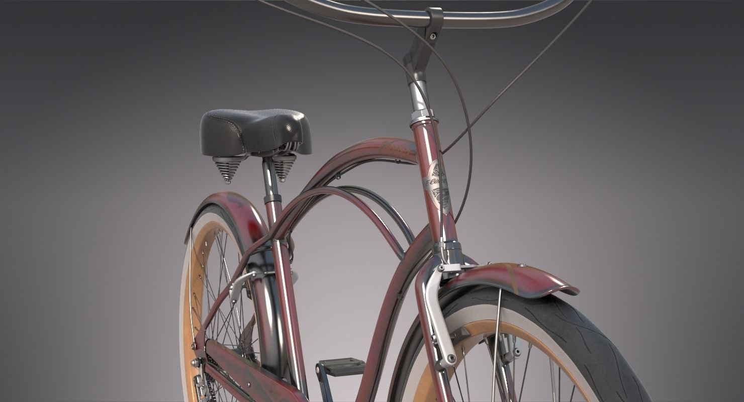 Realistic Cruiser Beach Bicycle 3D model_8