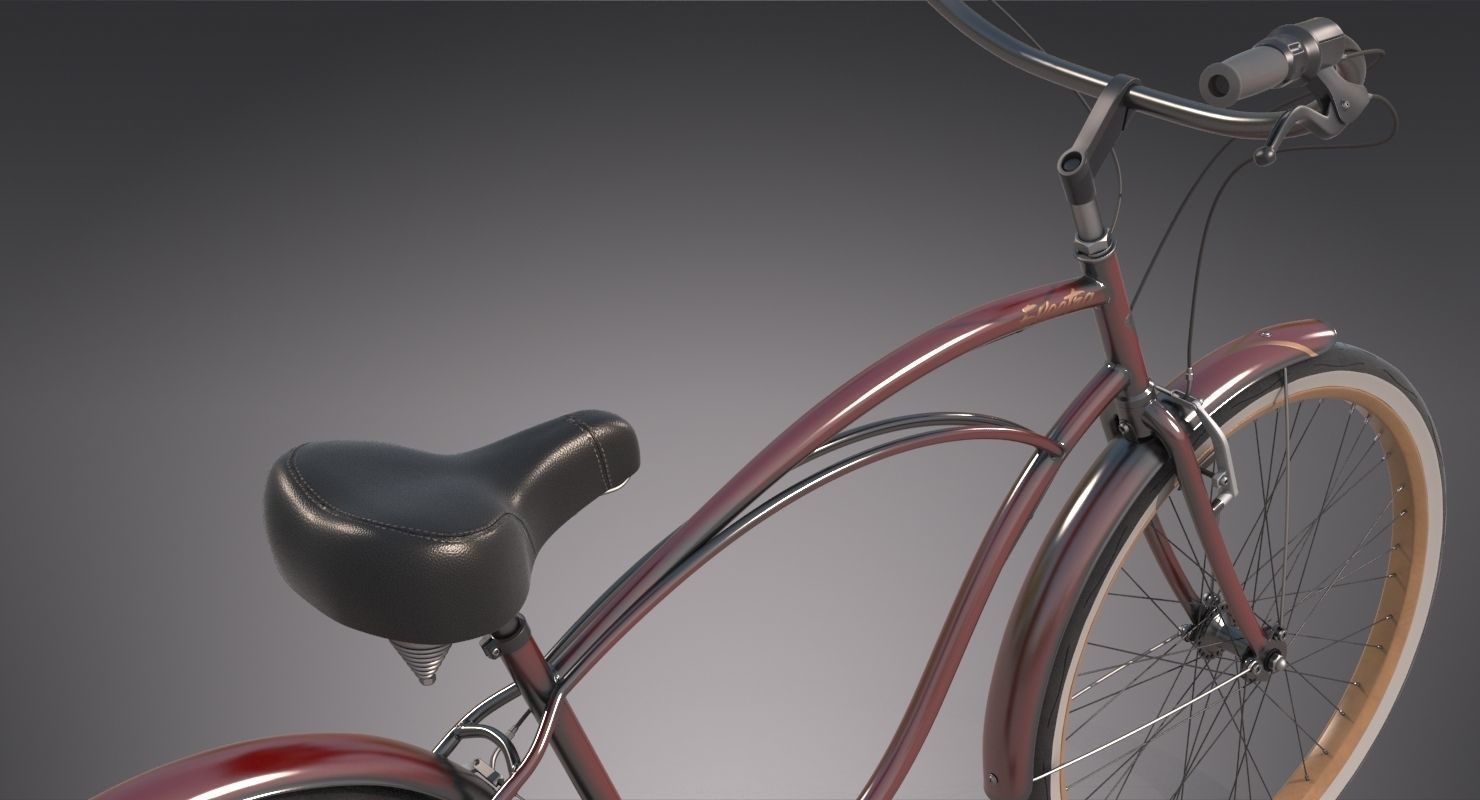 Realistic Cruiser Beach Bicycle 3D model_4