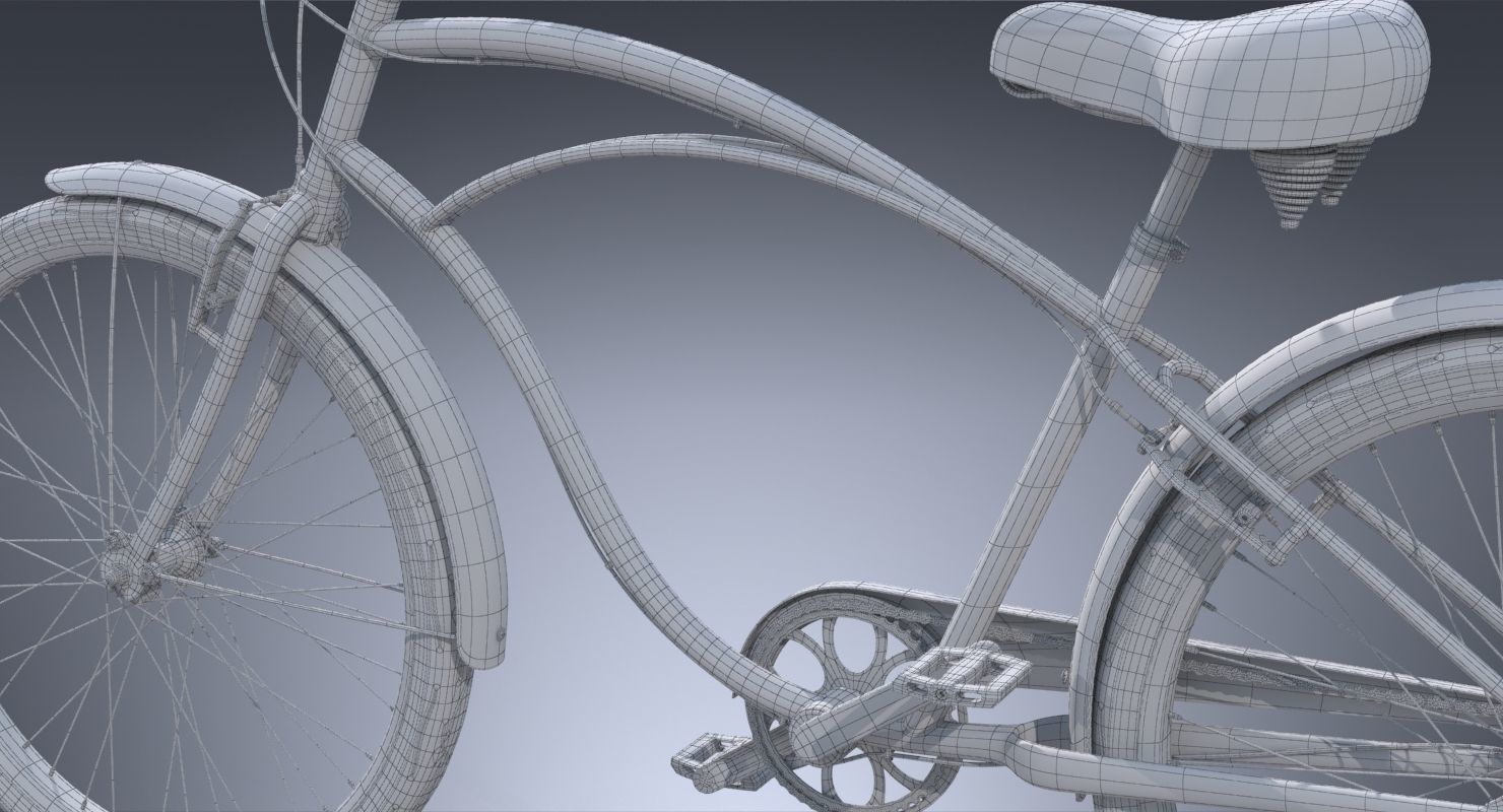 Realistic Cruiser Beach Bicycle 3D model_10