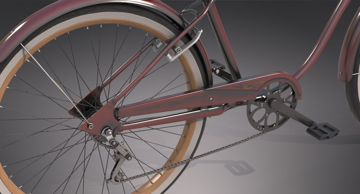 Realistic Cruiser Beach Bicycle 3D model_3