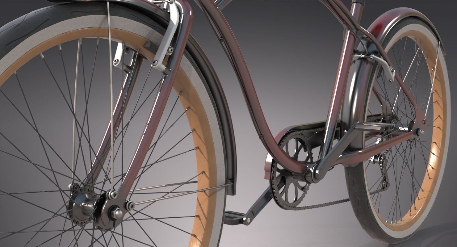 Realistic Cruiser Beach Bicycle 3D model_5