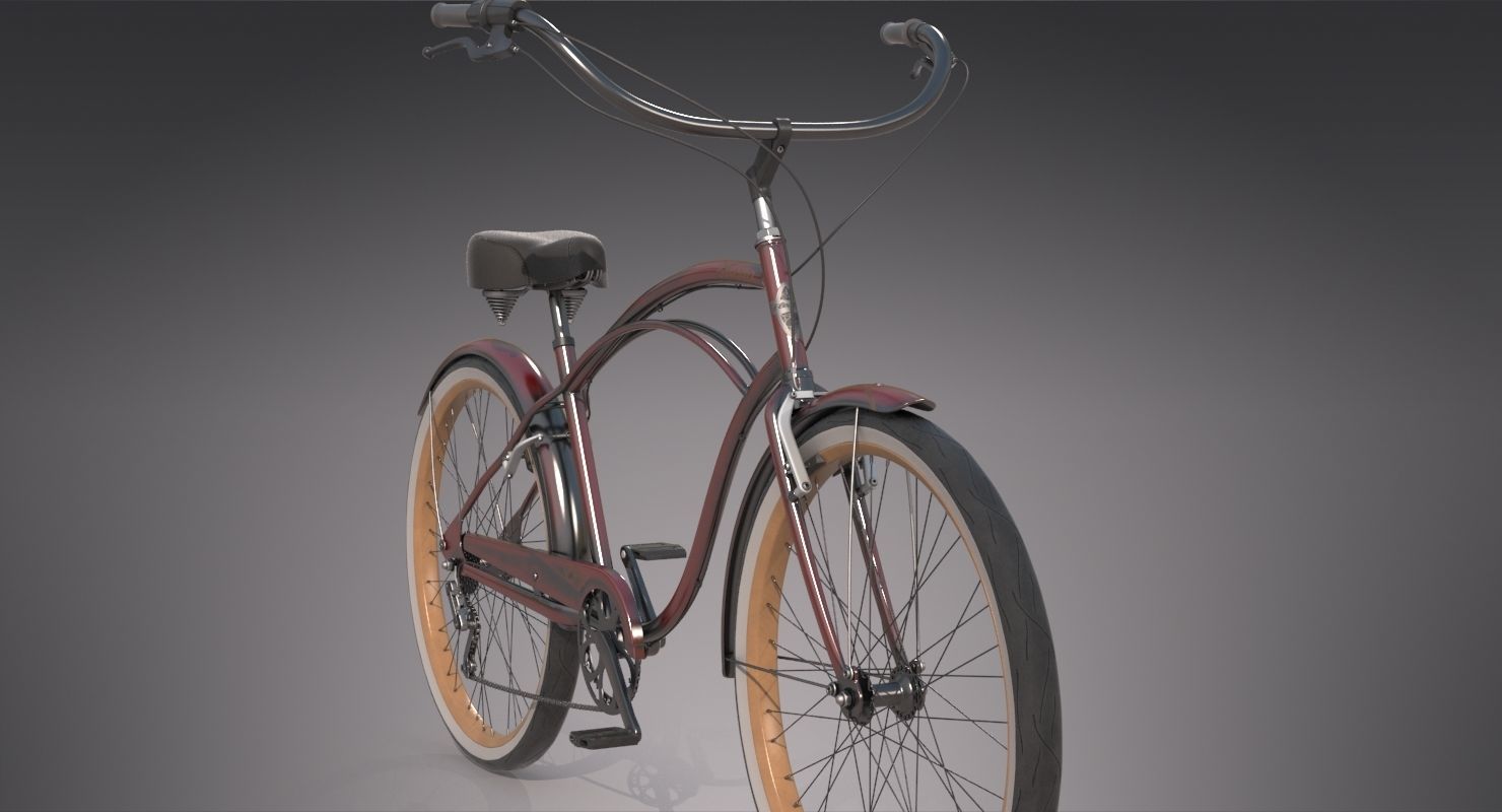 Realistic Cruiser Beach Bicycle 3D model_2