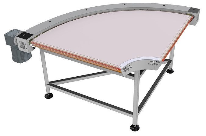 Curve conveyor 90 degree with poliuretan Belt 3D model
