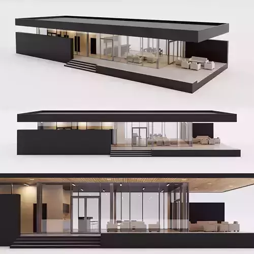 Villa house 1 Low-poly 3D model