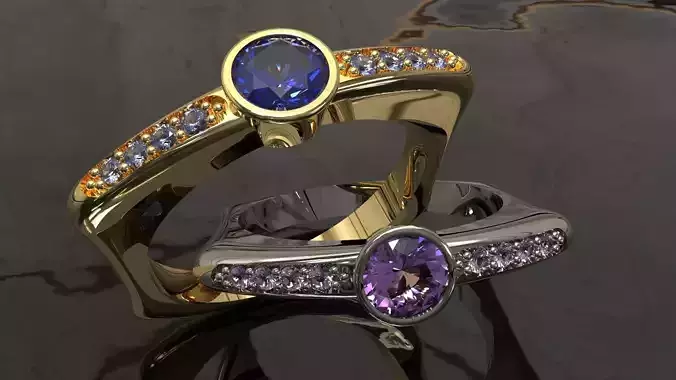2 Ring with Gems