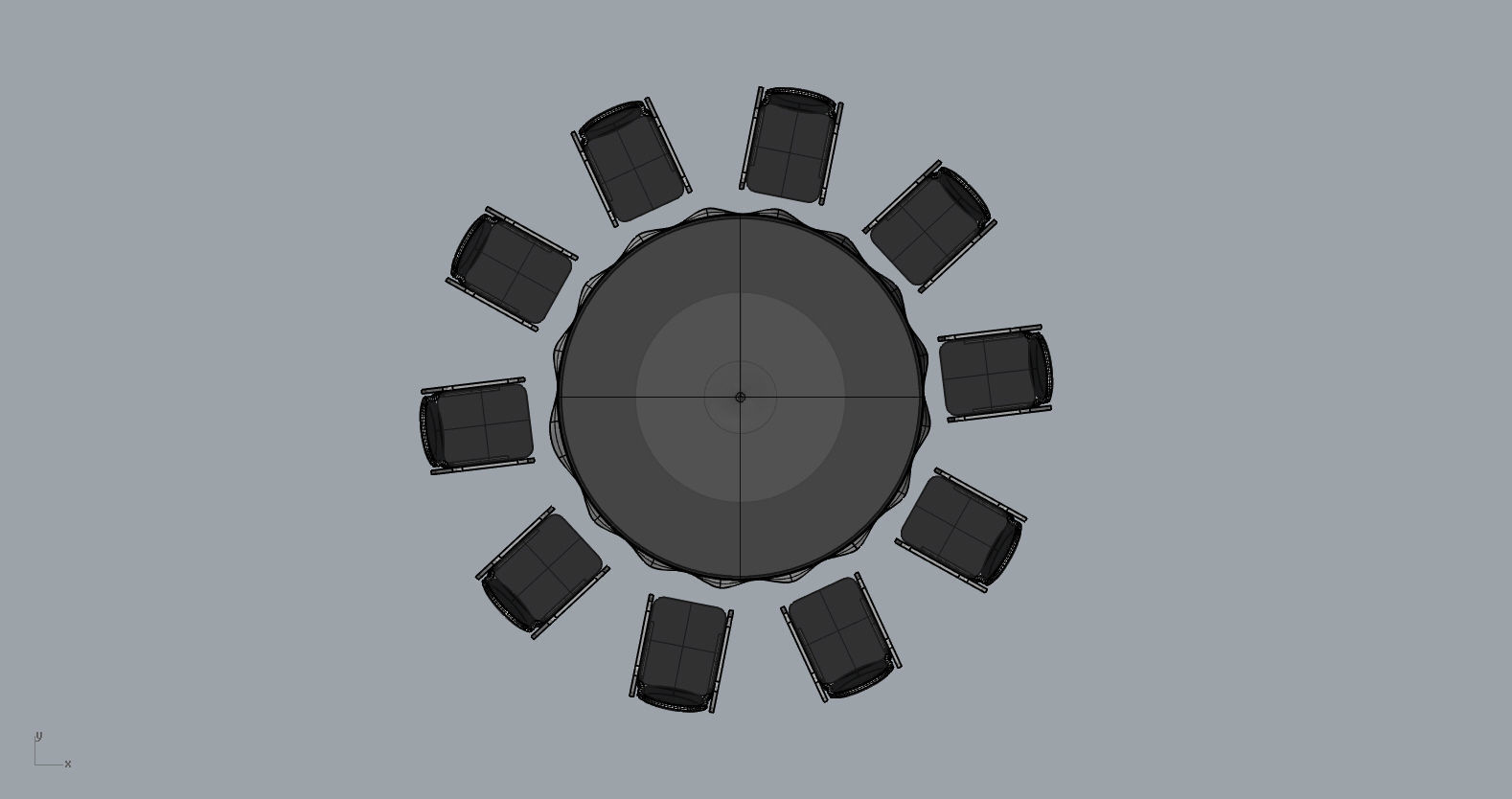 Round table set 3D model_8