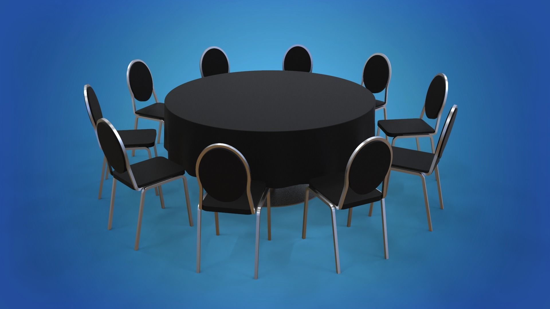 Round table set 3D model_2