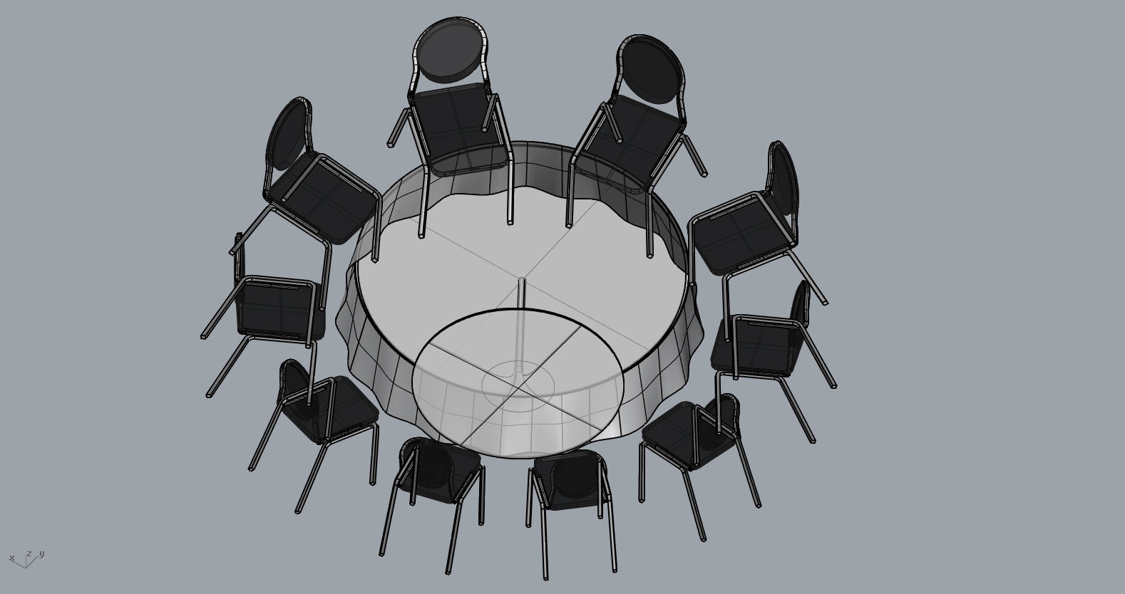 Round table set 3D model_9