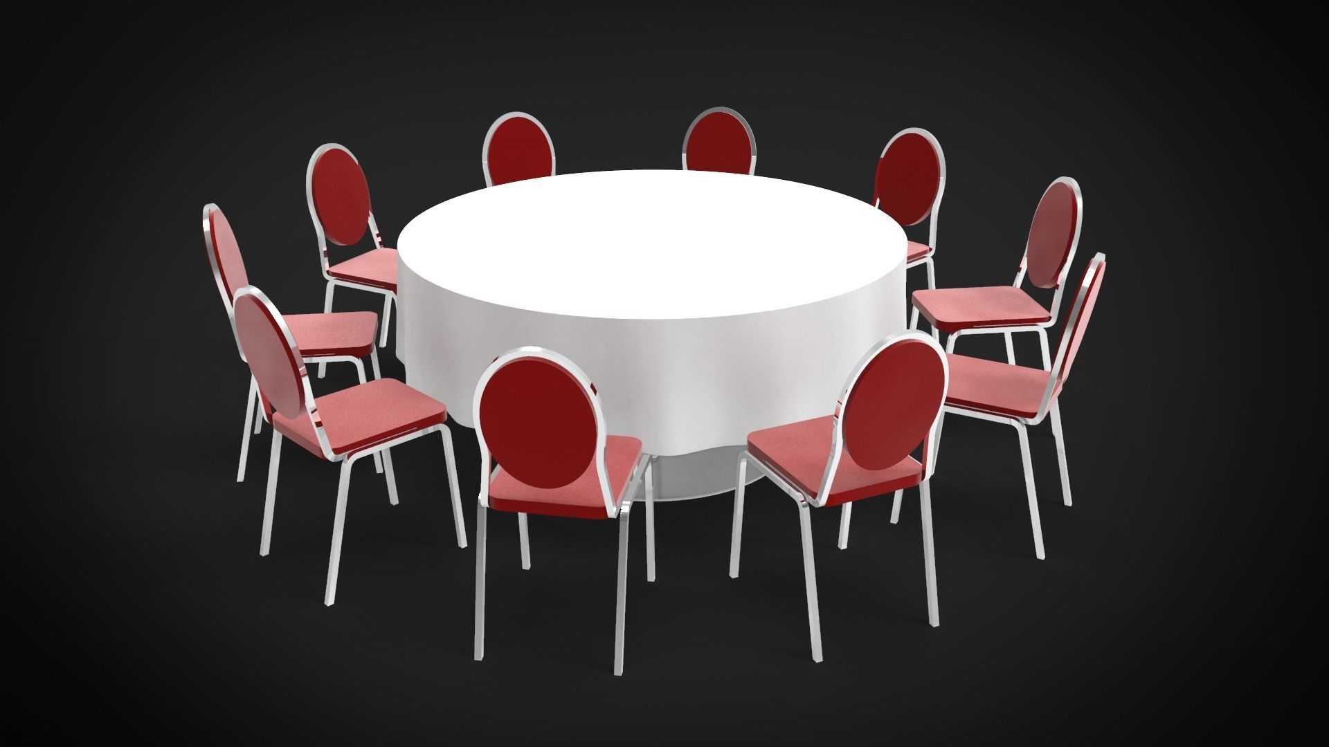 Round table set 3D model_4