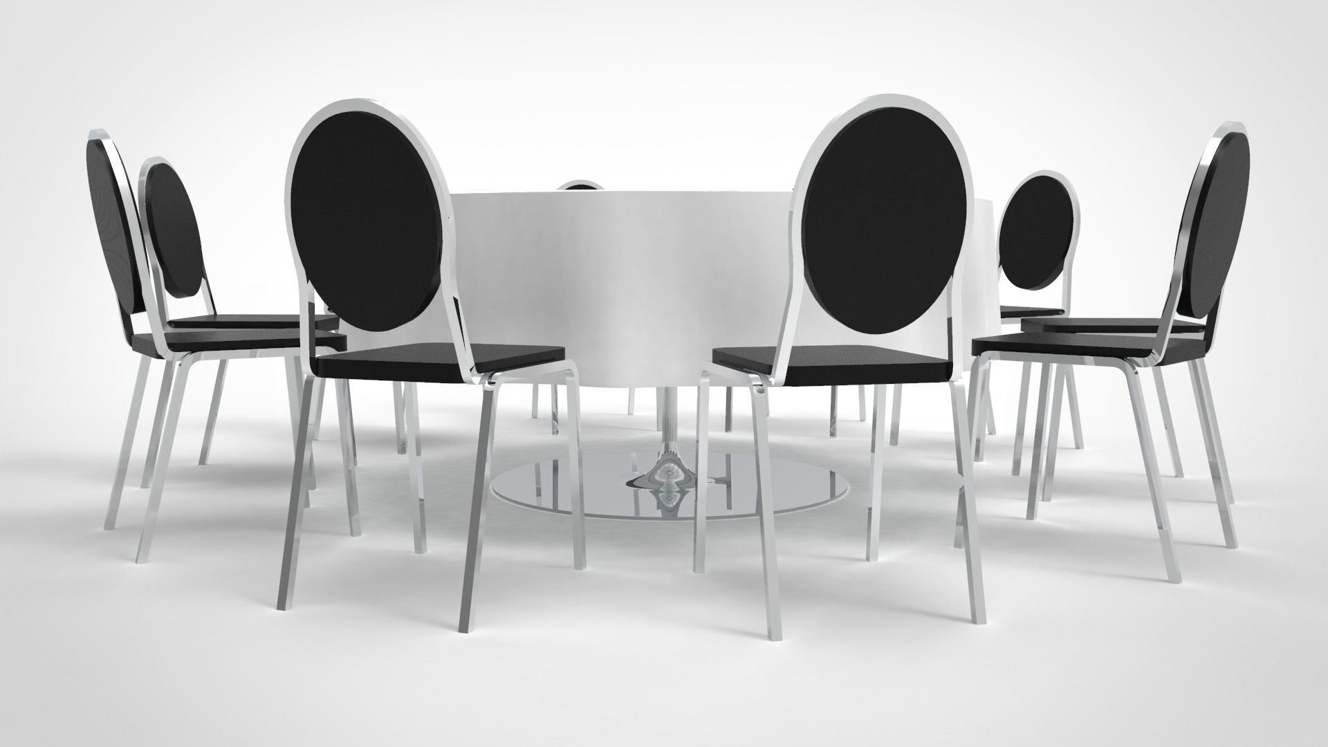 Round table set 3D model_5