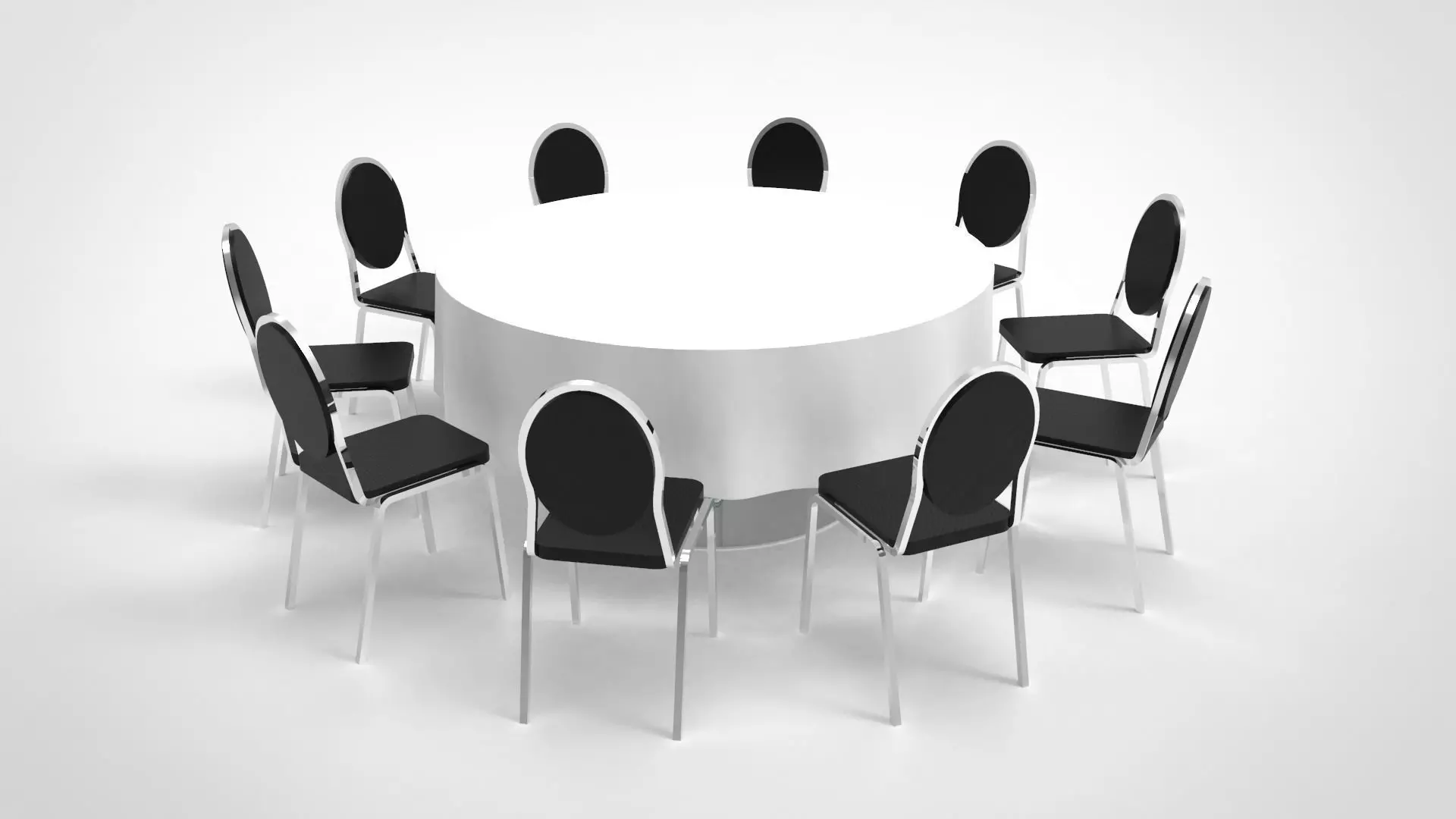 Round table set 3D model_0
