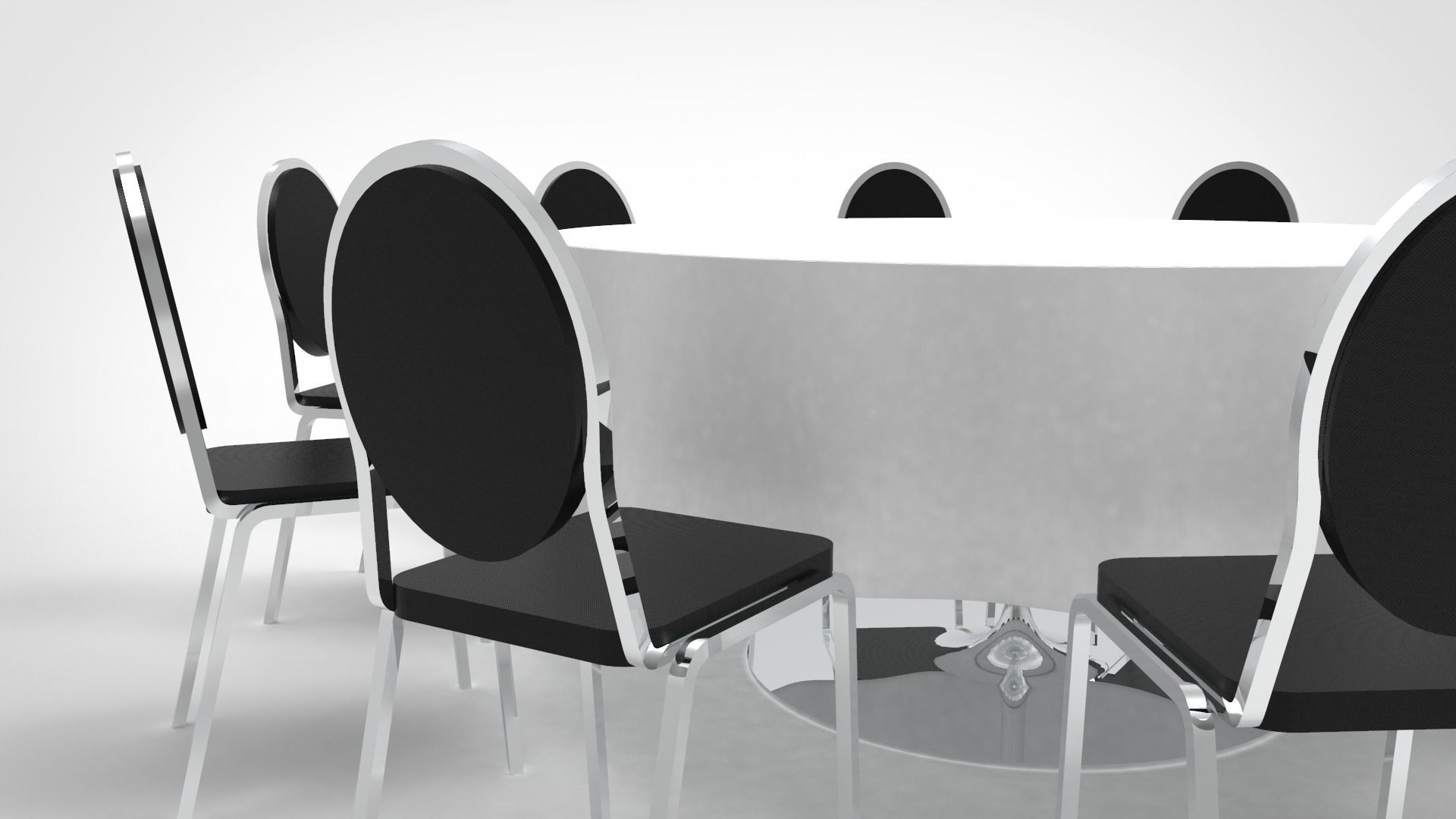 Round table set 3D model_1