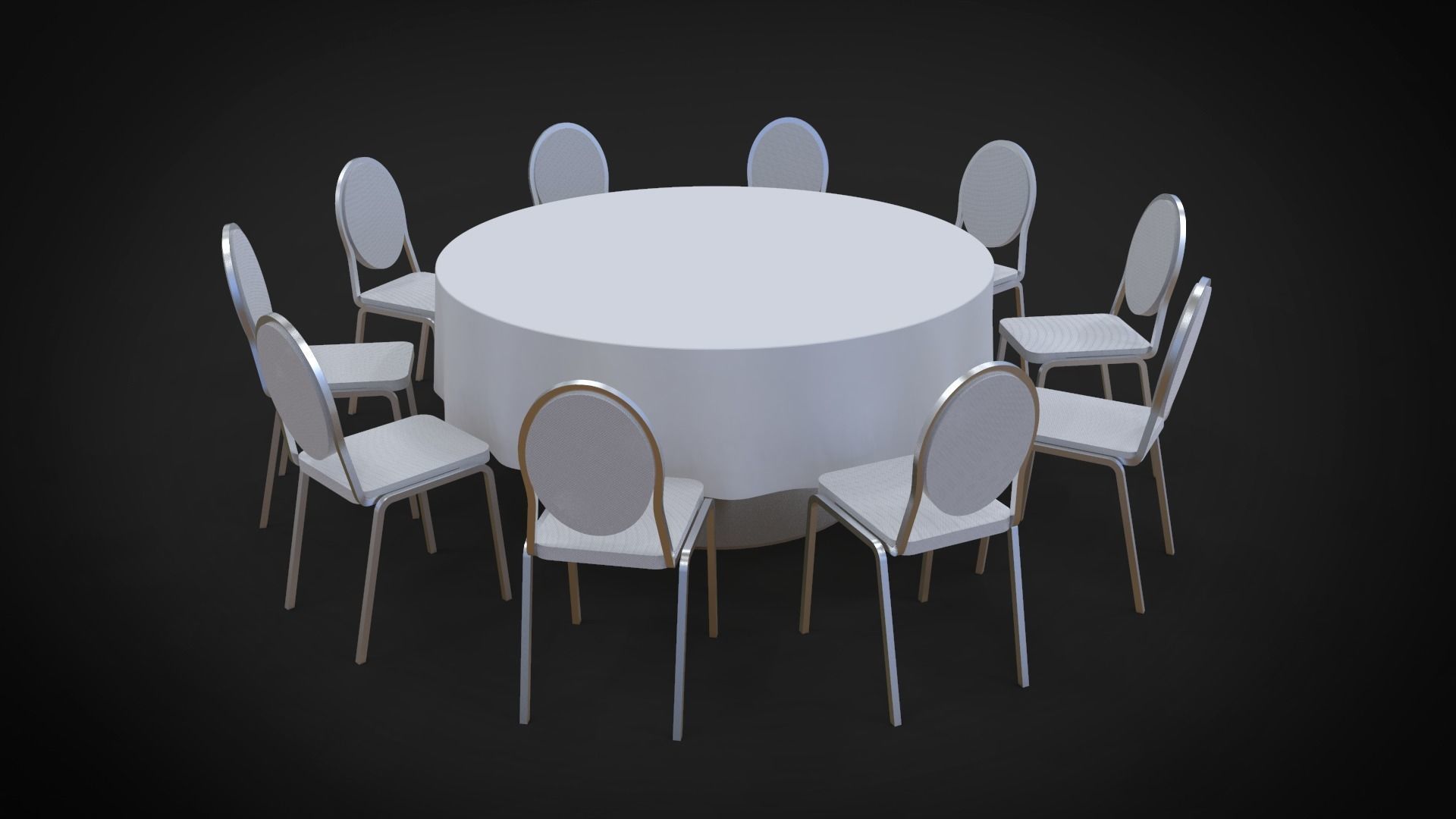 Round table set 3D model_3