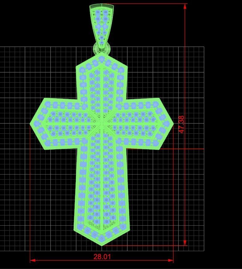 Pendant od 7 cross 3D print model_6