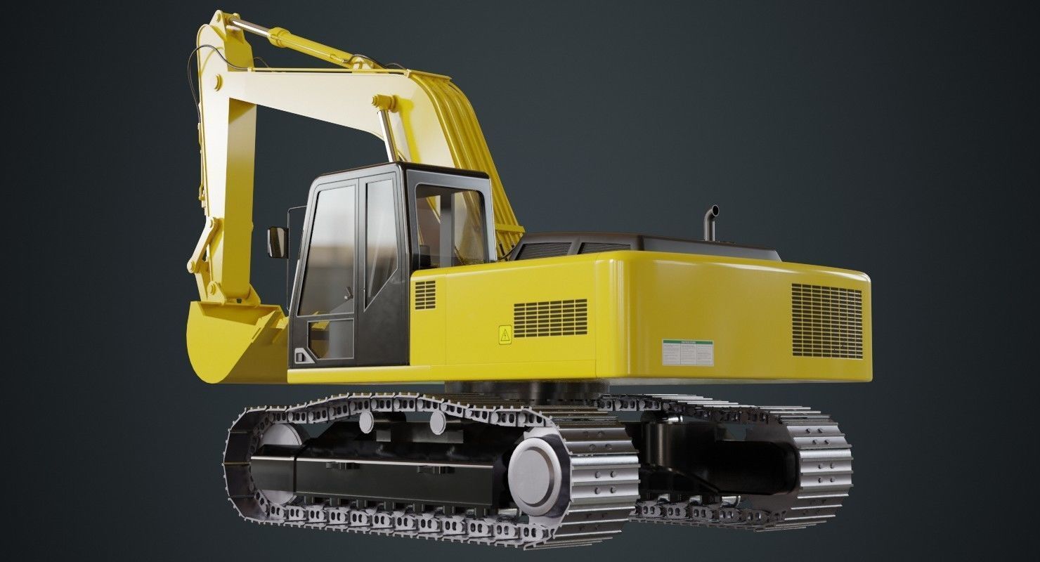 Excavator 1A Low-poly 3D model_3