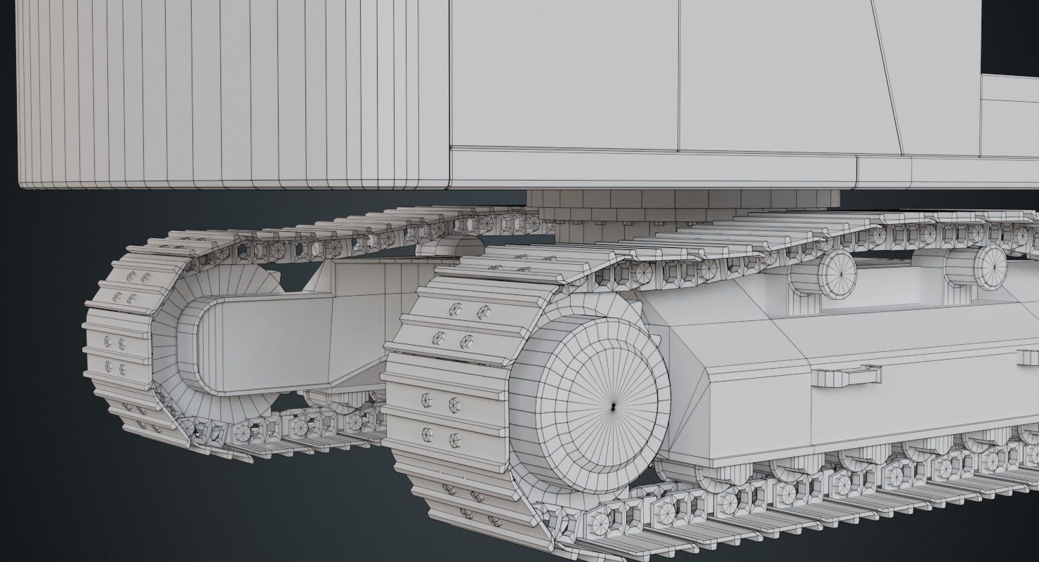 Excavator 1A Low-poly 3D model_14